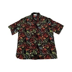 CELINE 1450$ Silk Hawaiian Shirt - Neon Tiger Print New W Tags Size 39